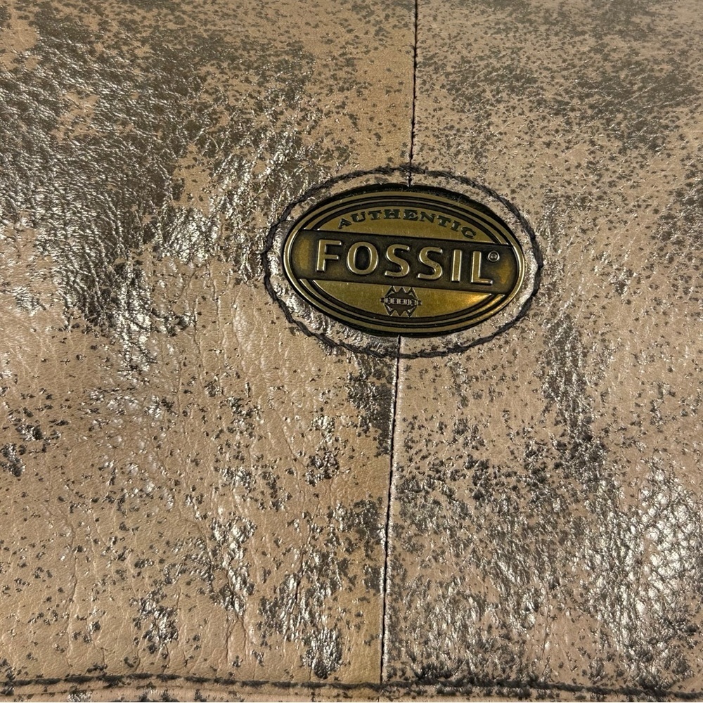 Fossil Explorer Distressed Metallic Gold Fold Over Covetable Tote - Picture 7 of 13